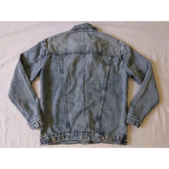 Free People Denim Jacket Trucker Grunge Distress Oversize 90s Womens Size Small - Picture 7 of 11